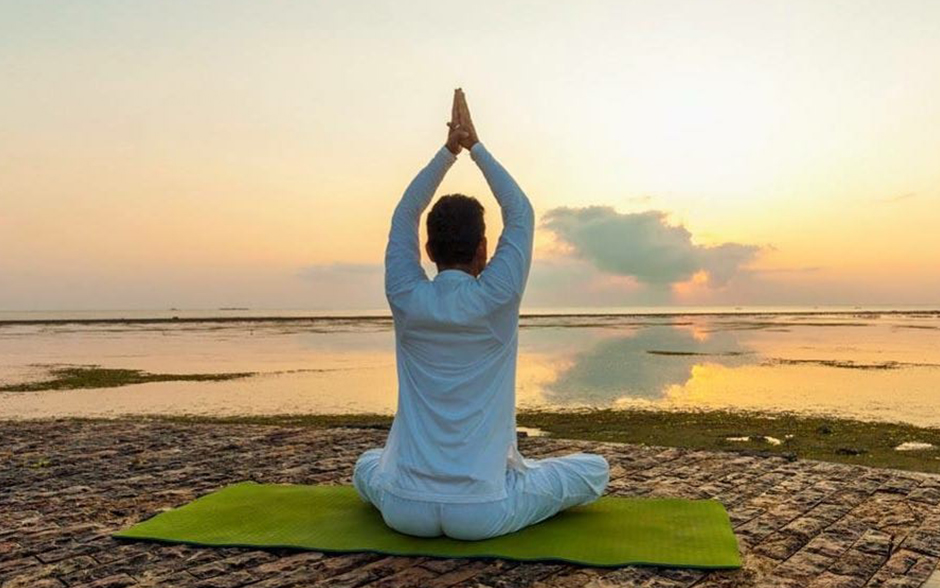 yoga at sunset